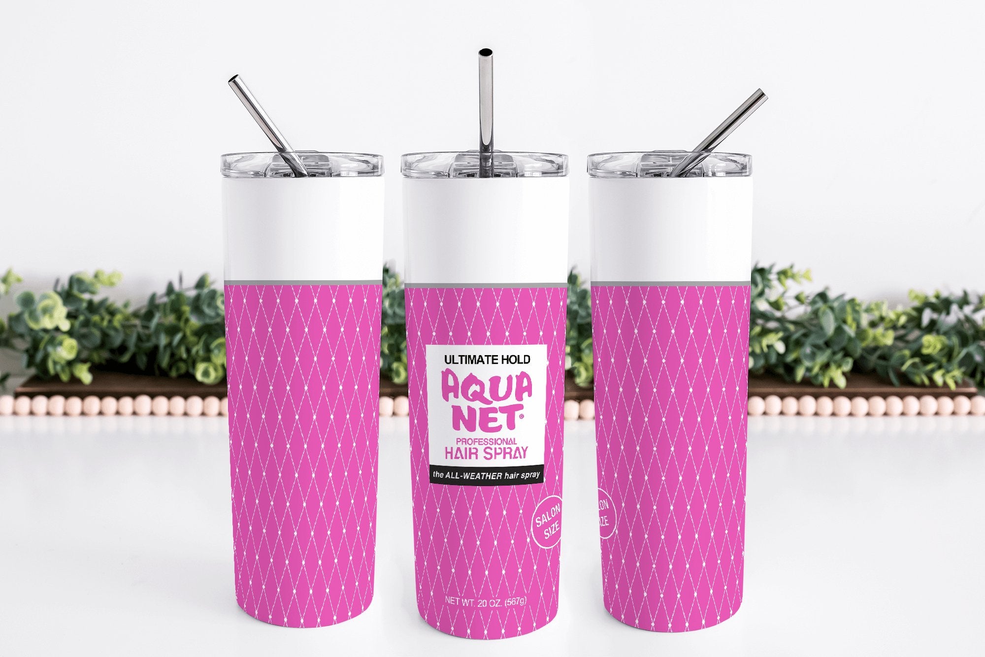 20oz Aqua net pink – Honey peach lattes