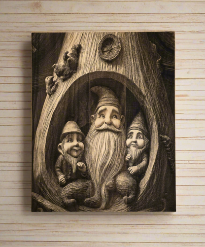 Laser Engraved 3d Tree Gnomes