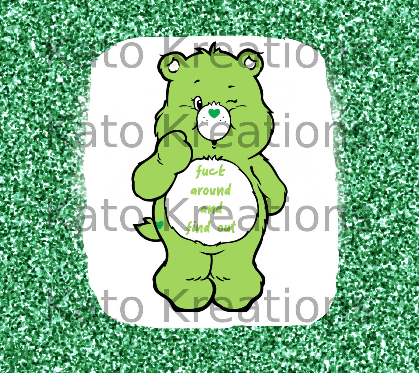 Green Swear Bear Tumbler Sublimation Wrap PNG