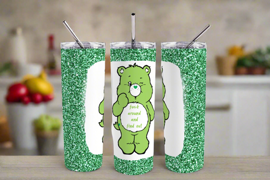 Green Swear Bear Tumbler Sublimation Wrap PNG