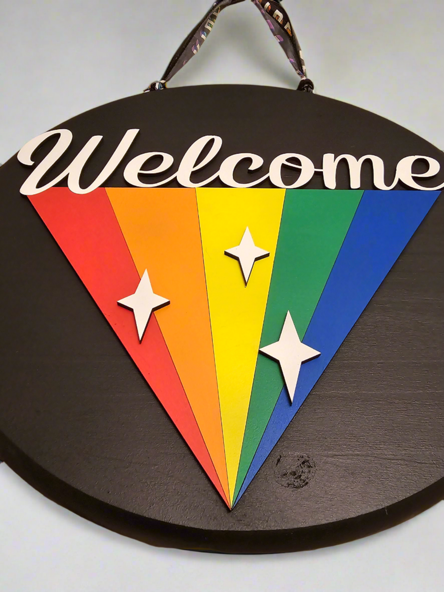 Layered Pride Welcome Wood Round