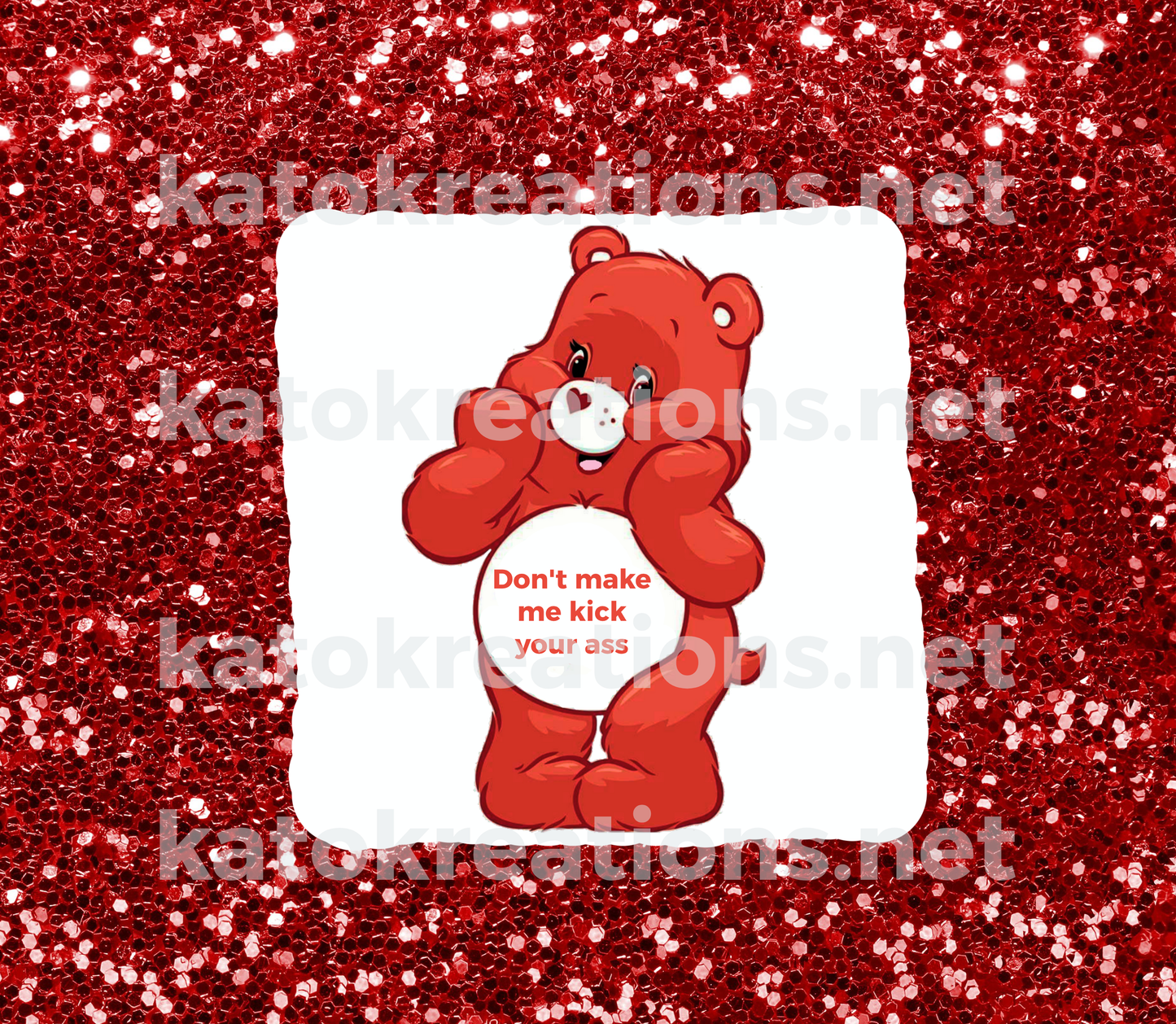 Red Swear Bear Tumbler Sublimation Wrap PNG