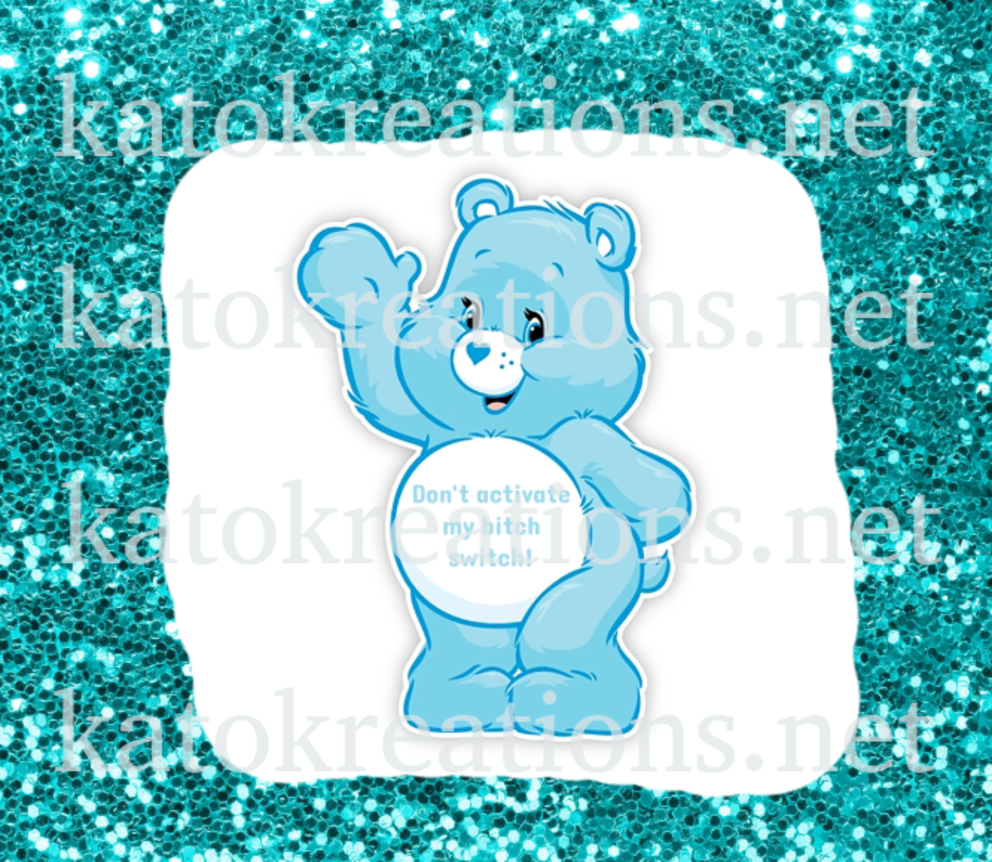 Blue Swear Bear Tumbler Sublimation Wrap PNG