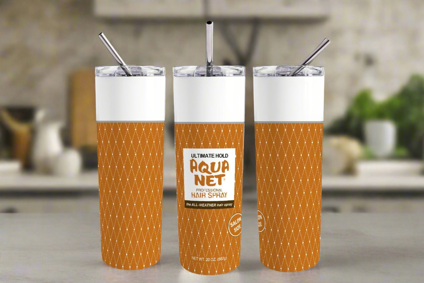 Orange Aqua Net 20oz Skinny Tumbler