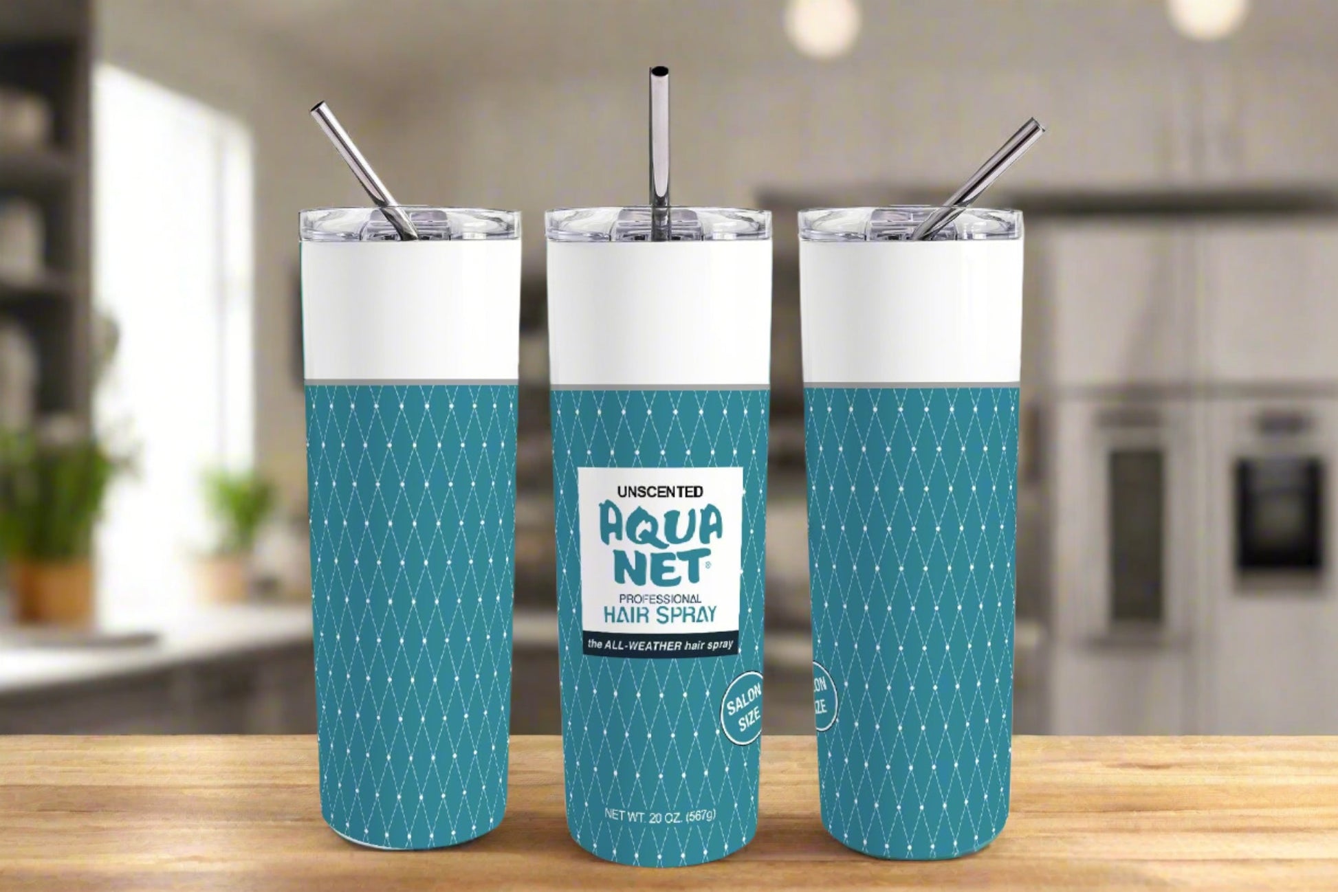 Teal Aqua Net 20oz Skinny Tumbler