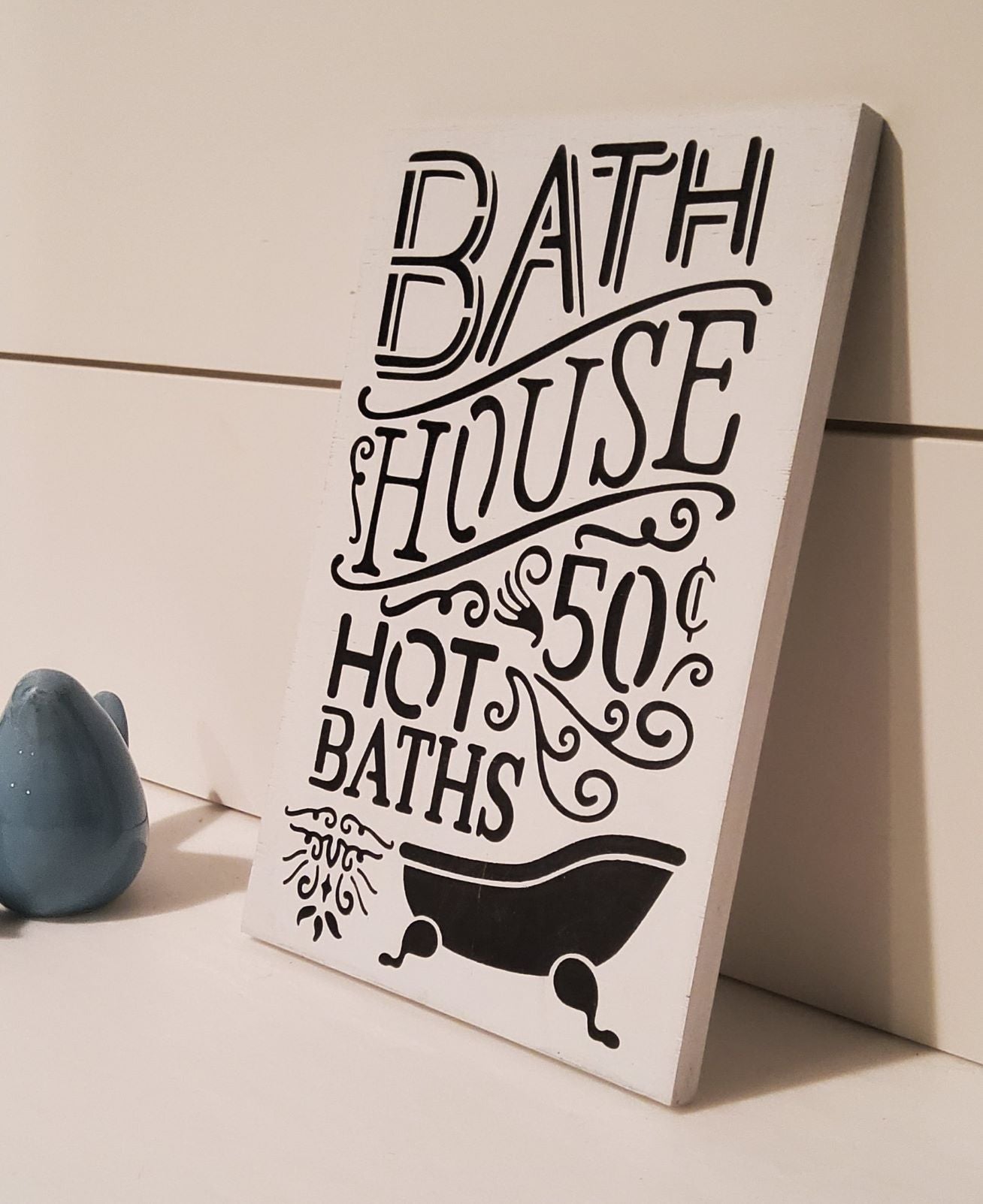 Bath House Hot Baths 50 cents Wood Sign - Kato Kreations