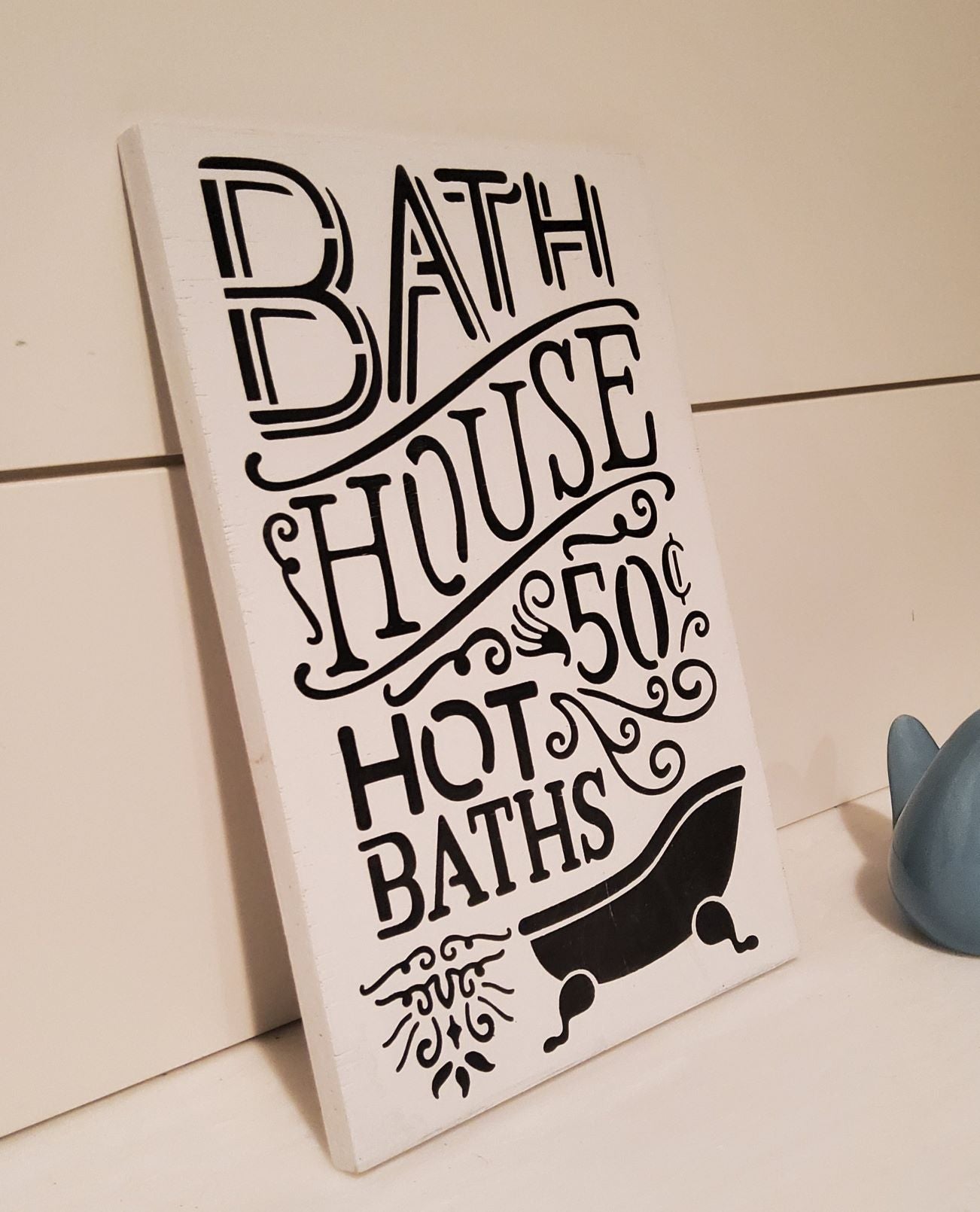 Bath House Hot Baths 50 cents Wood Sign - Kato Kreations