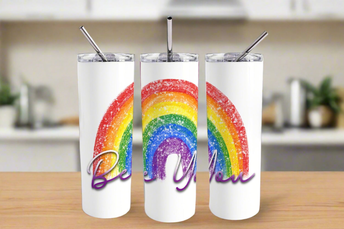 Be You 20 oz Skinny Pride Tumber with Rainbow - Kato Kreations