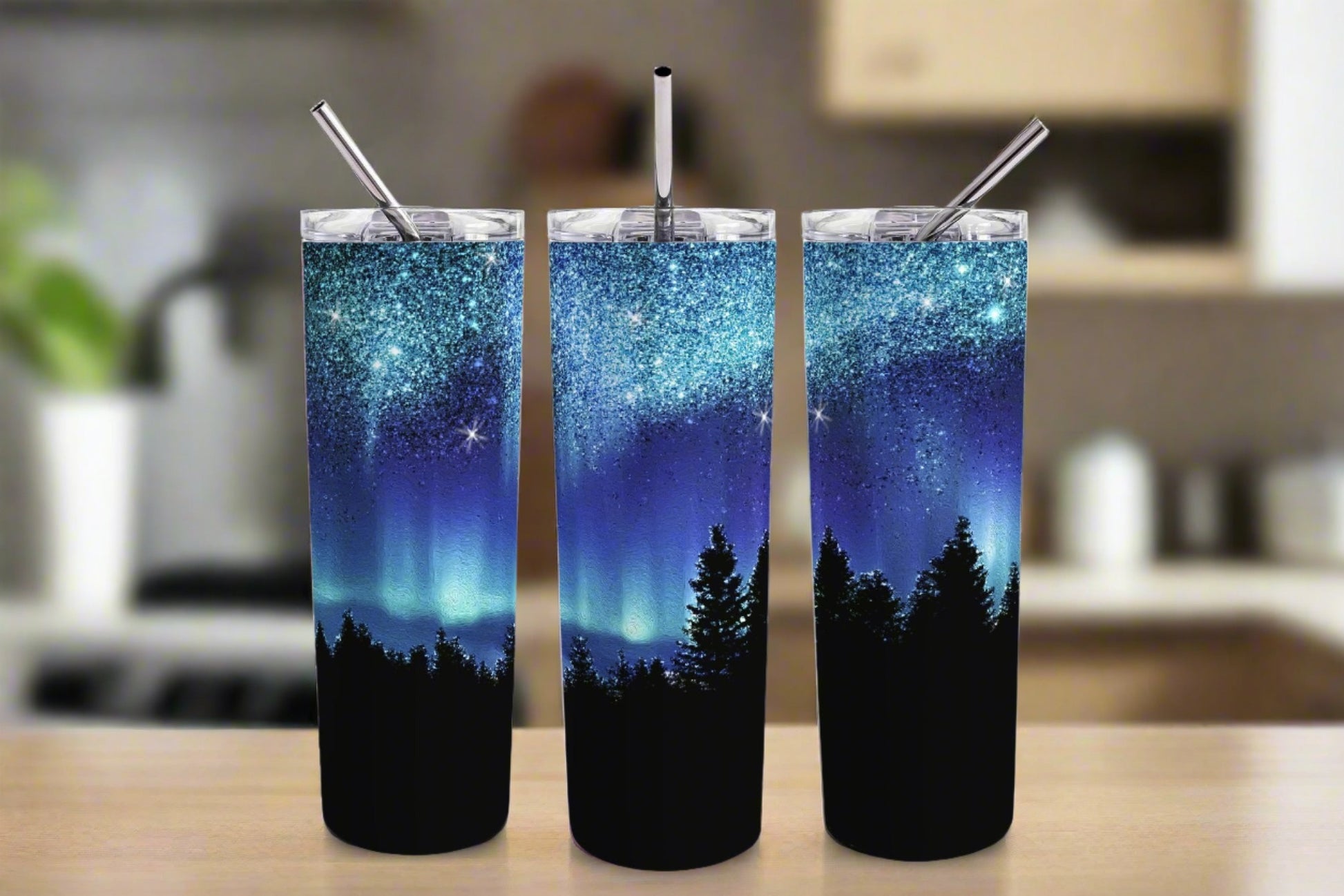 Beautiful Northern Lights 20 oz Skinny Tumbler - Kato Kreations