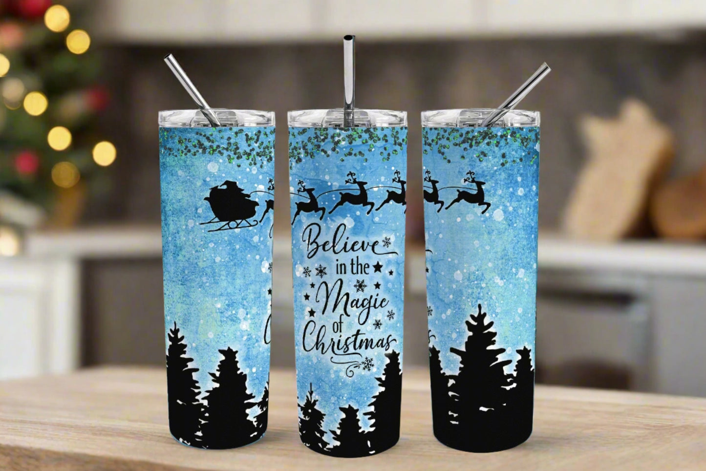 Believe in the Magic of Christmas 20 oz Skinny Tumbler - Kato Kreations