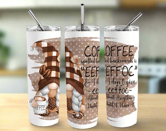 Coffee Spelled Backwards 20oz Skinny Tumbler - Kato Kreations