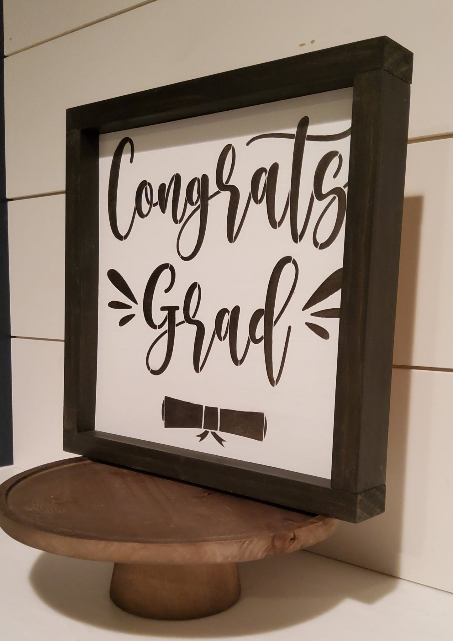 Congrats Grad Framed Hanging Wood Sign - Kato Kreations