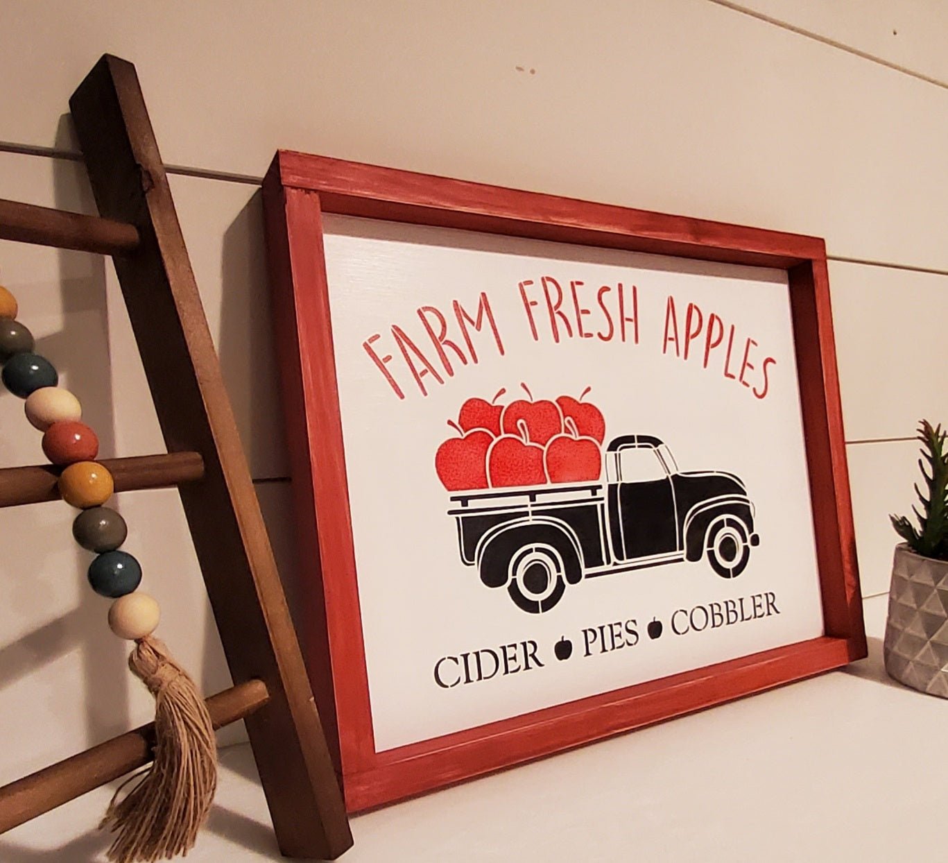 Farm Fresh Apples Farmhouse Style Wood Sign - Kato Kreations