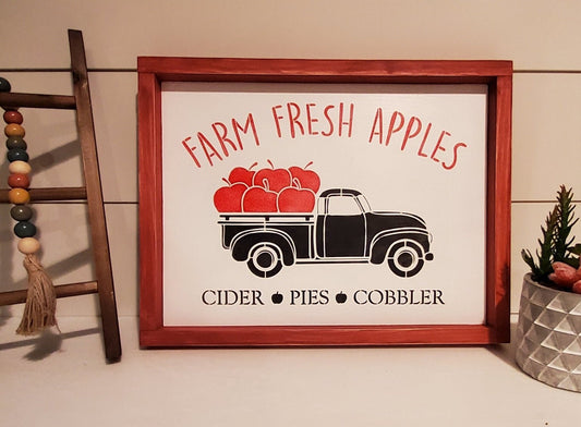 Farm Fresh Apples Farmhouse Style Wood Sign - Kato Kreations