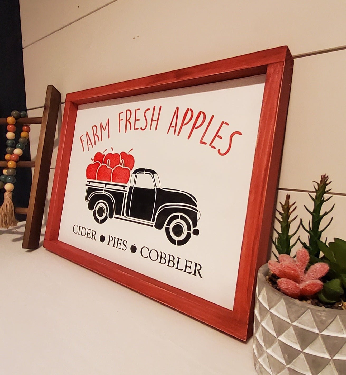 Farm Fresh Apples Farmhouse Style Wood Sign - Kato Kreations