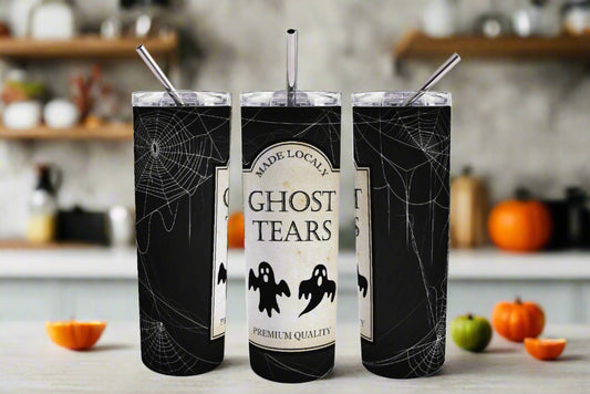 Ghost Tears 20 oz Halloween Skinny Tumbler - Kato Kreations