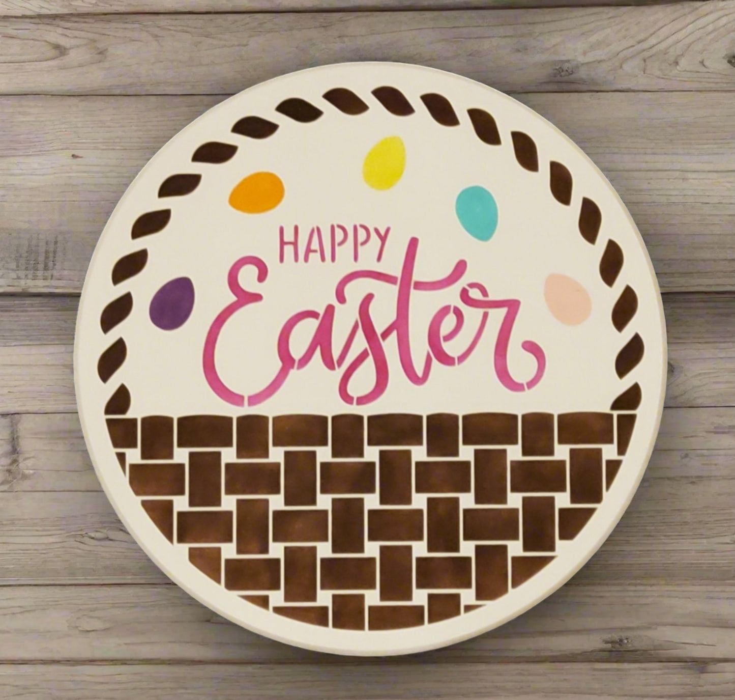 Happy Easter 18" Wood Round Door Hanger - Kato Kreations