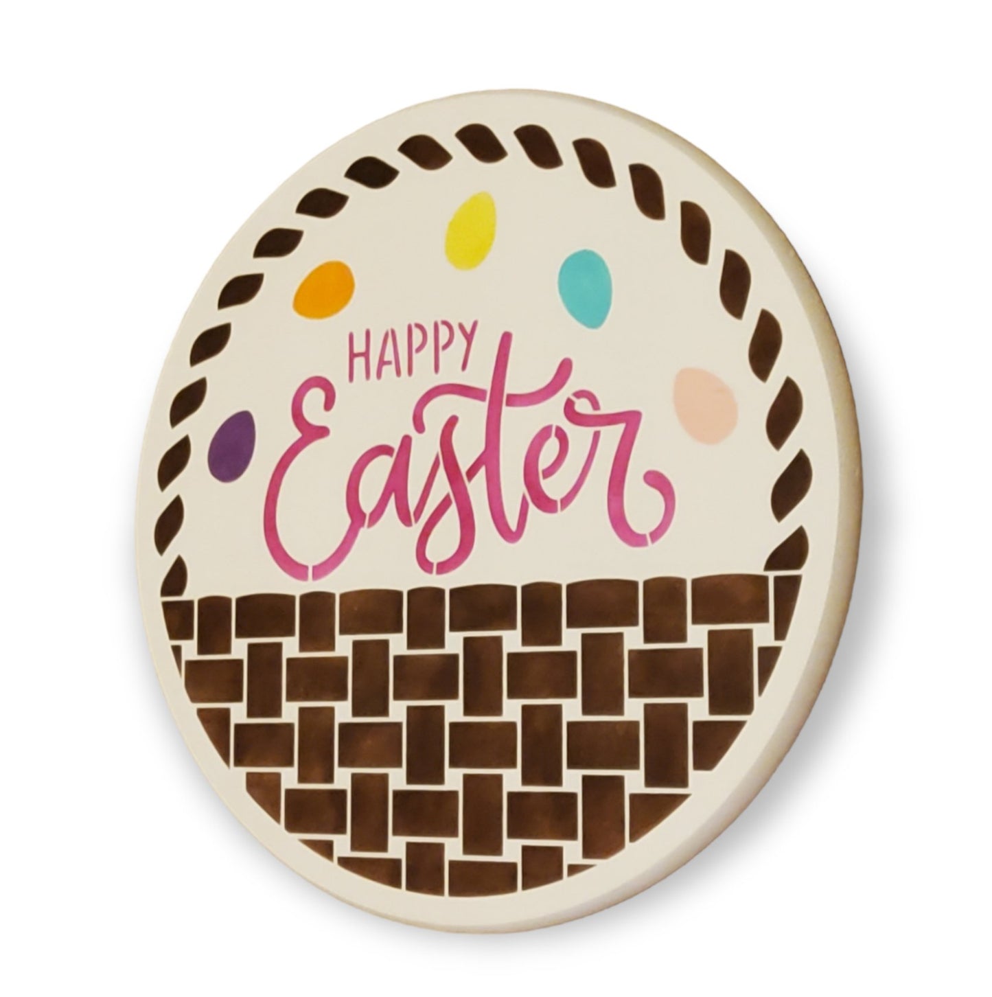 Happy Easter 18" Wood Round Door Hanger - Kato Kreations