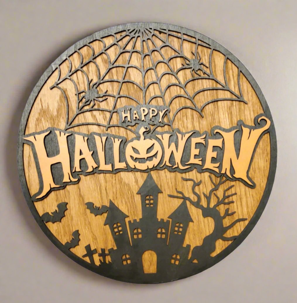 Happy Halloween Laser Cut Wood Round