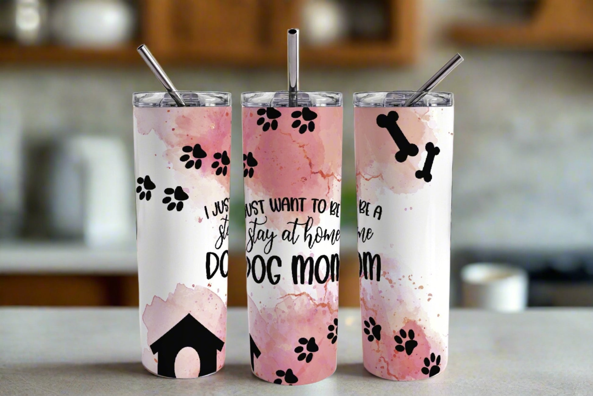 I Just Want to be a Stay at Home Dog Mom 20 oz Skinny Tumbler