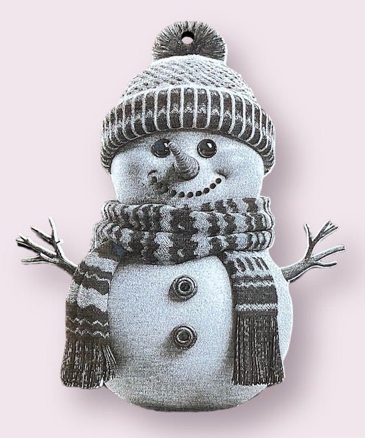 Laser engraved snowman ornament - Kato Kreations