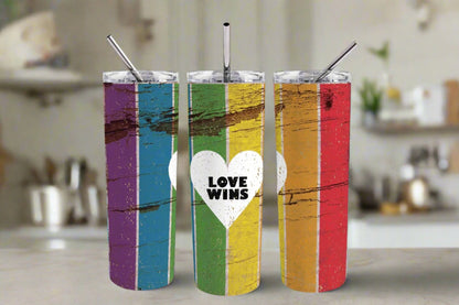 Love Wins 20 oz Sublimated Skinny Pride Tumbler - Kato Kreations