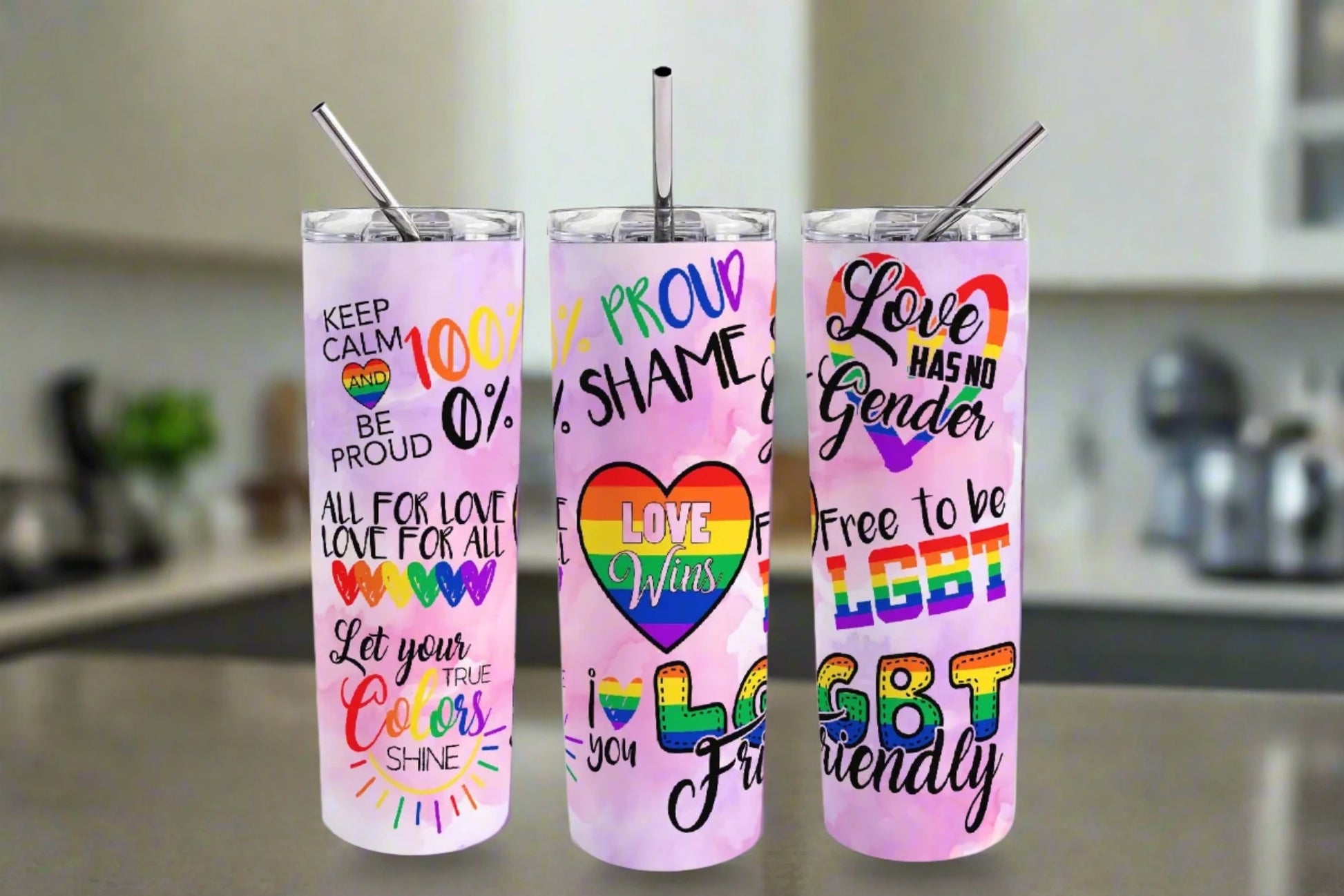 Loves Wins Pride 20 oz Skinny Tumbler - Kato Kreations