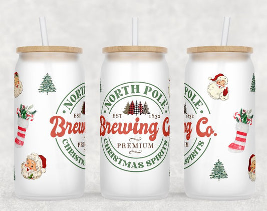 North Pole Brewing Co. 16oz Frosted Glass Can - Kato Kreations