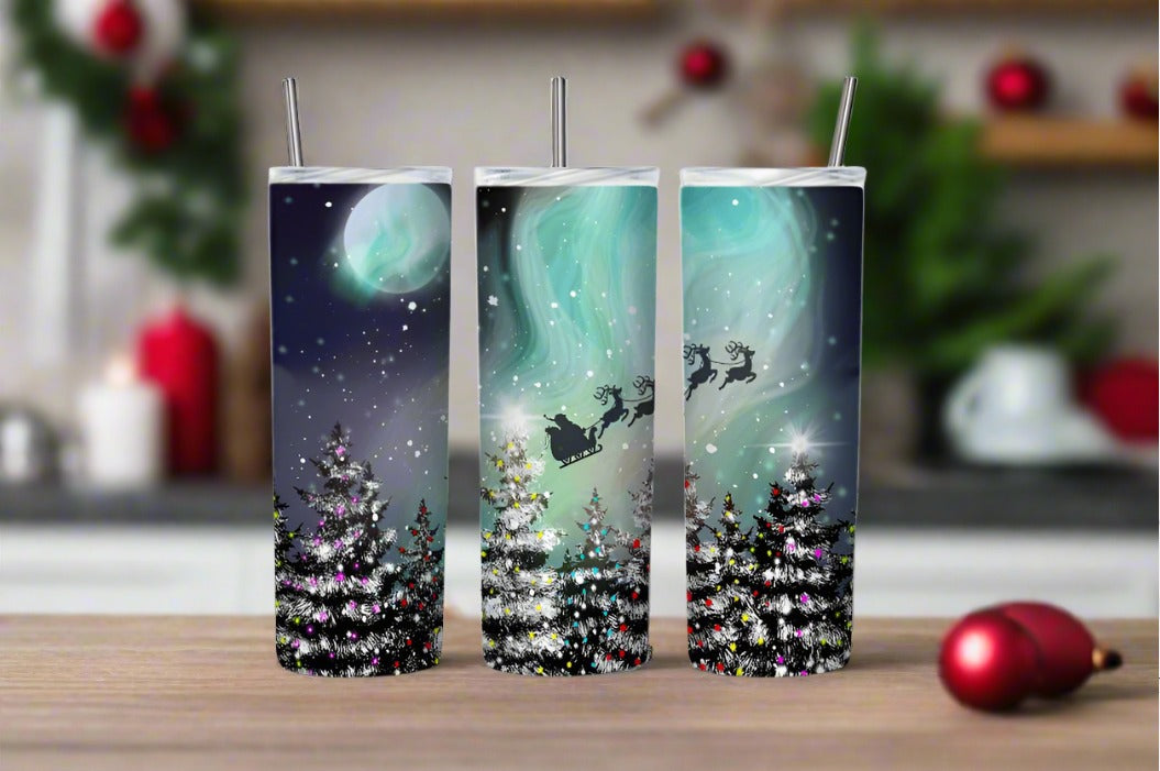 Northern Lights Christmas 20oz Skinny Tumbler