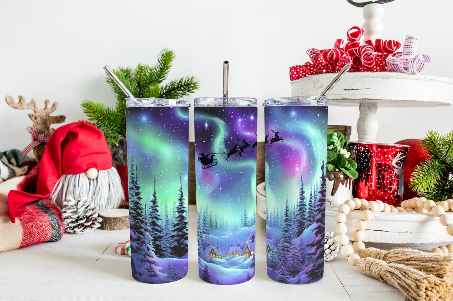 Northern Lights Christmas Tumbler - Kato Kreations