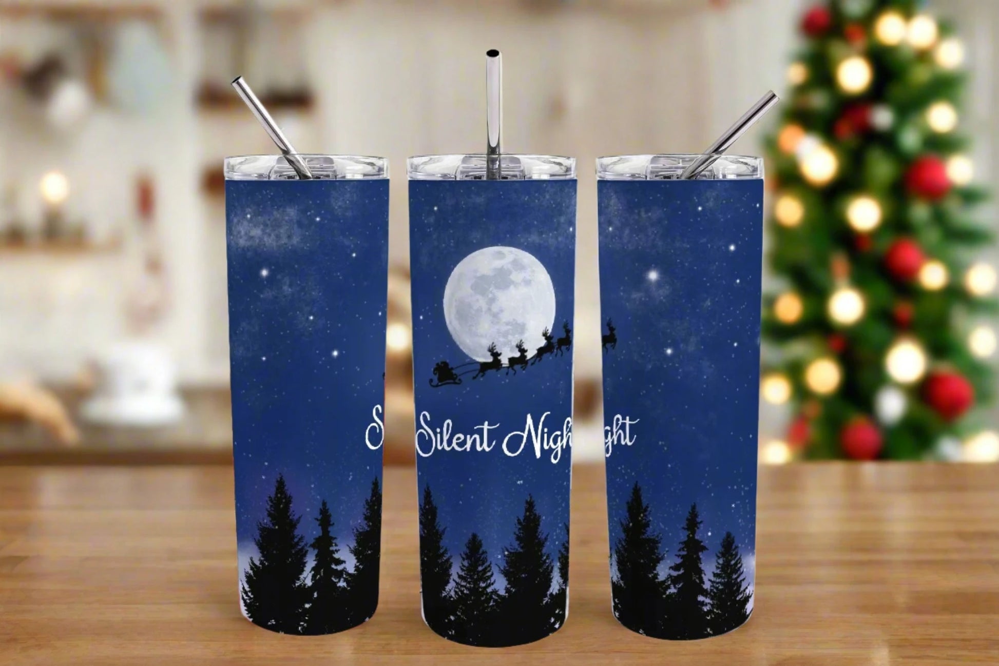 Silent night 20 oz skinny tumbler - Kato Kreations