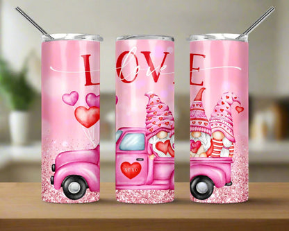 Valentine's Day gnomes 20 oz skinny tumbler - Kato Kreations