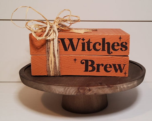 Witches Brew Decorative Halloween Wood Books